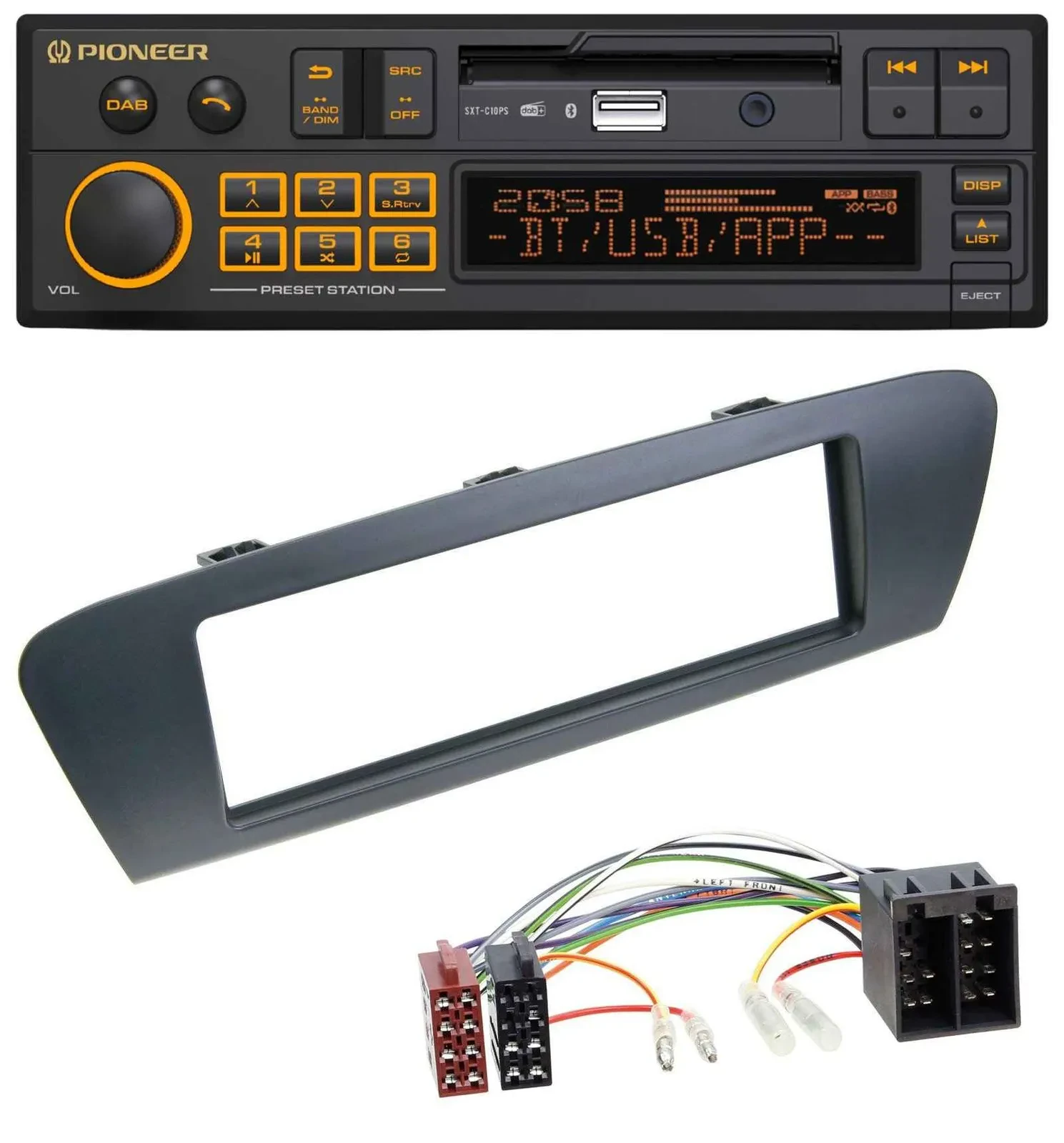 Pioneer DAB MP3 USB Bluetooth Autoradio für Renault Scenic (ab 09) - grau