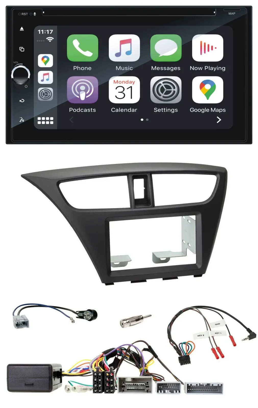 Автомагнитола для Honda Civic Blaupunkt 2DIN, DAB, Bluetooth, USB, навигация, TMC, поддержка кнопок на руле