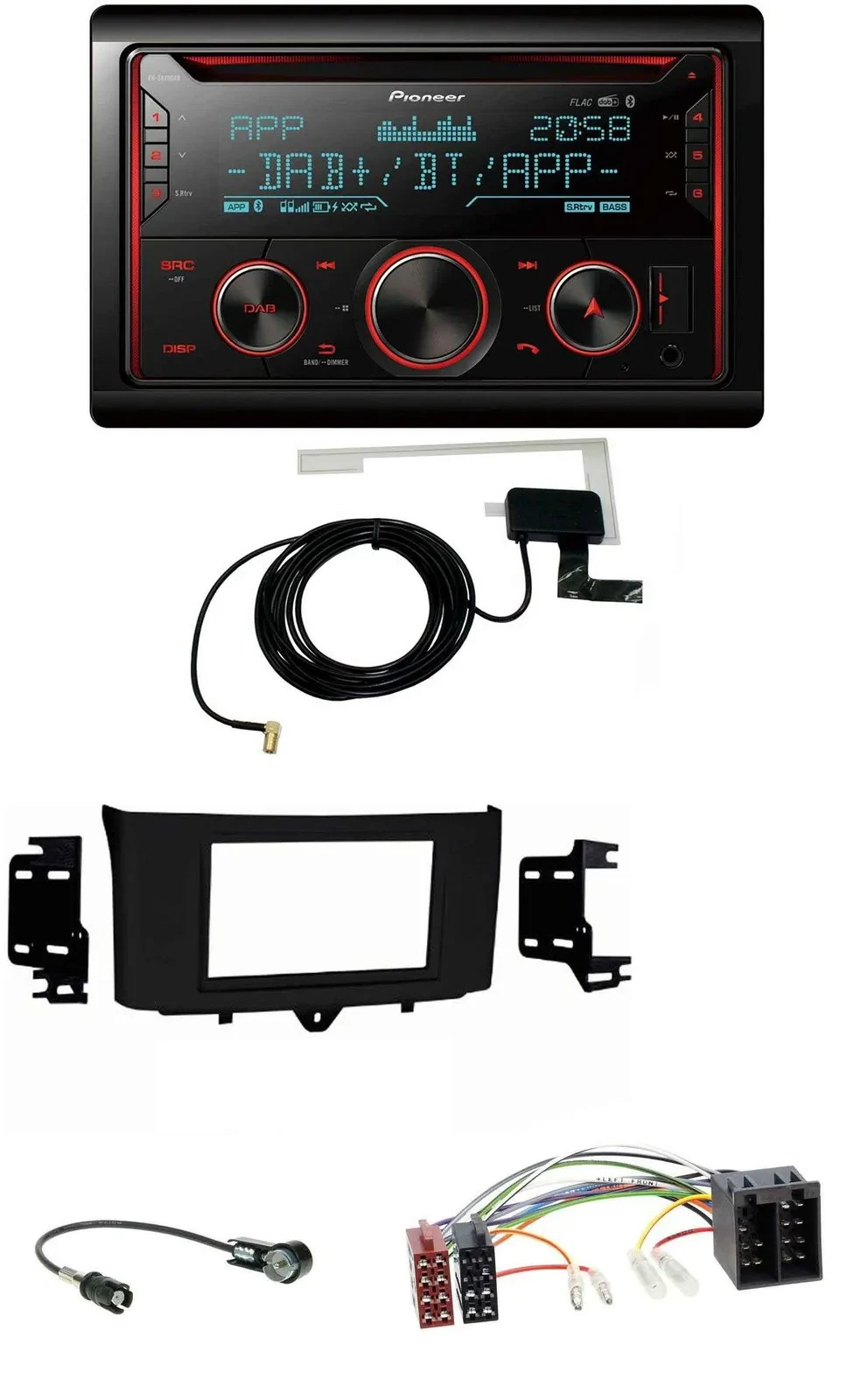 Автомагнитола Pioneer 2DIN MP3 DAB USB CD Bluetooth для Smart ForTwo (2010–2015) ISO