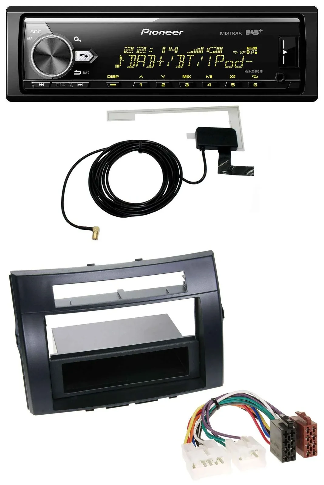 Автомагнитола Pioneer Bluetooth DAB USB MP3 для Toyota Corolla Verso (2004–2009) черная