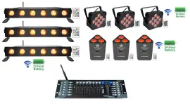 3 Rockville BEST PAR+BEST STRIP+ROCKWEDGE Wireless DMX Battery Lights+Controller