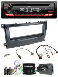 Автомагнитола JVC CD, DAB, USB, Bluetooth для Ford Mondeo/S-Max 2007–2014, поддержка кнопок на руле, CAN-Bus