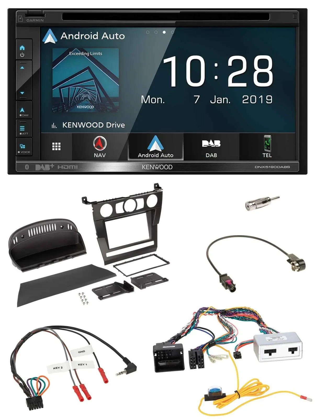 Kenwood DAB TMC USB 2DIN Lenkrad Bluetooth Navigation für BMW 5er 2007 E60 ohne