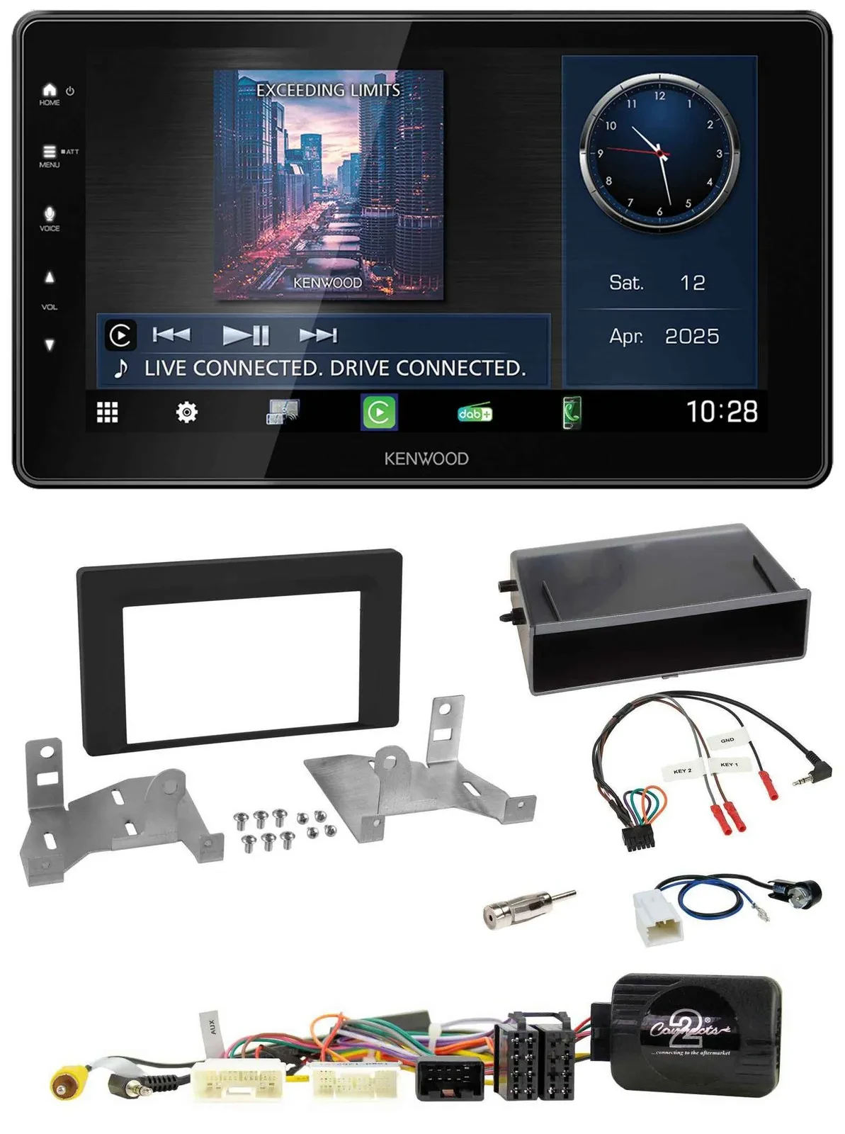 Kenwood Lenkrad Bluetooth USB DAB Autoradio für Toyota Aygo AB7 ab 2022 schwarz