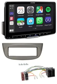 Alpine Bluetooth MP3 USB DAB Autoradio für Renault Twingo 07-12 beige-grau
