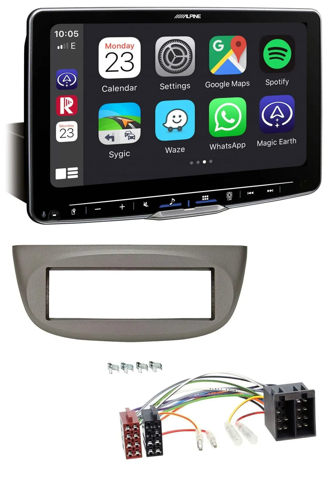 Alpine Bluetooth MP3 USB DAB Autoradio für Renault Twingo 07-12 beige-grau