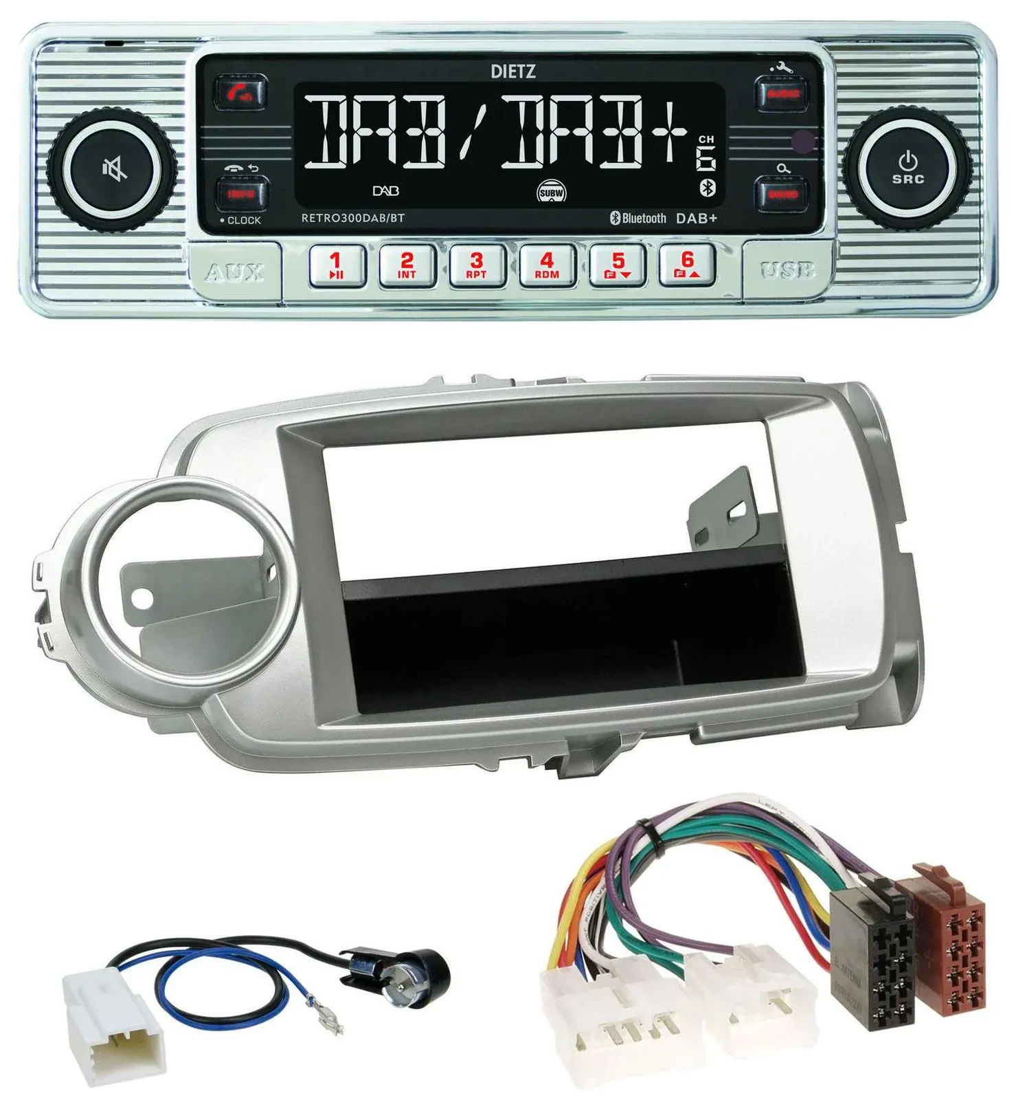 Dietz Bluetooth MP3 DAB USB Autoradio für Toyota Yaris (11-14) - silber