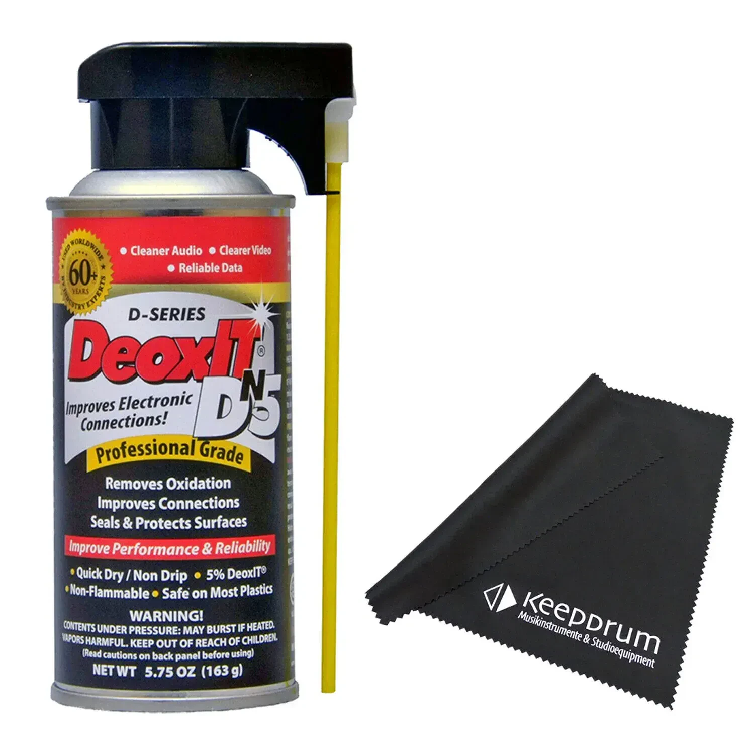 Caig DeoxIT DN5S-6N Kontaktspray mit Mikrofasertuch