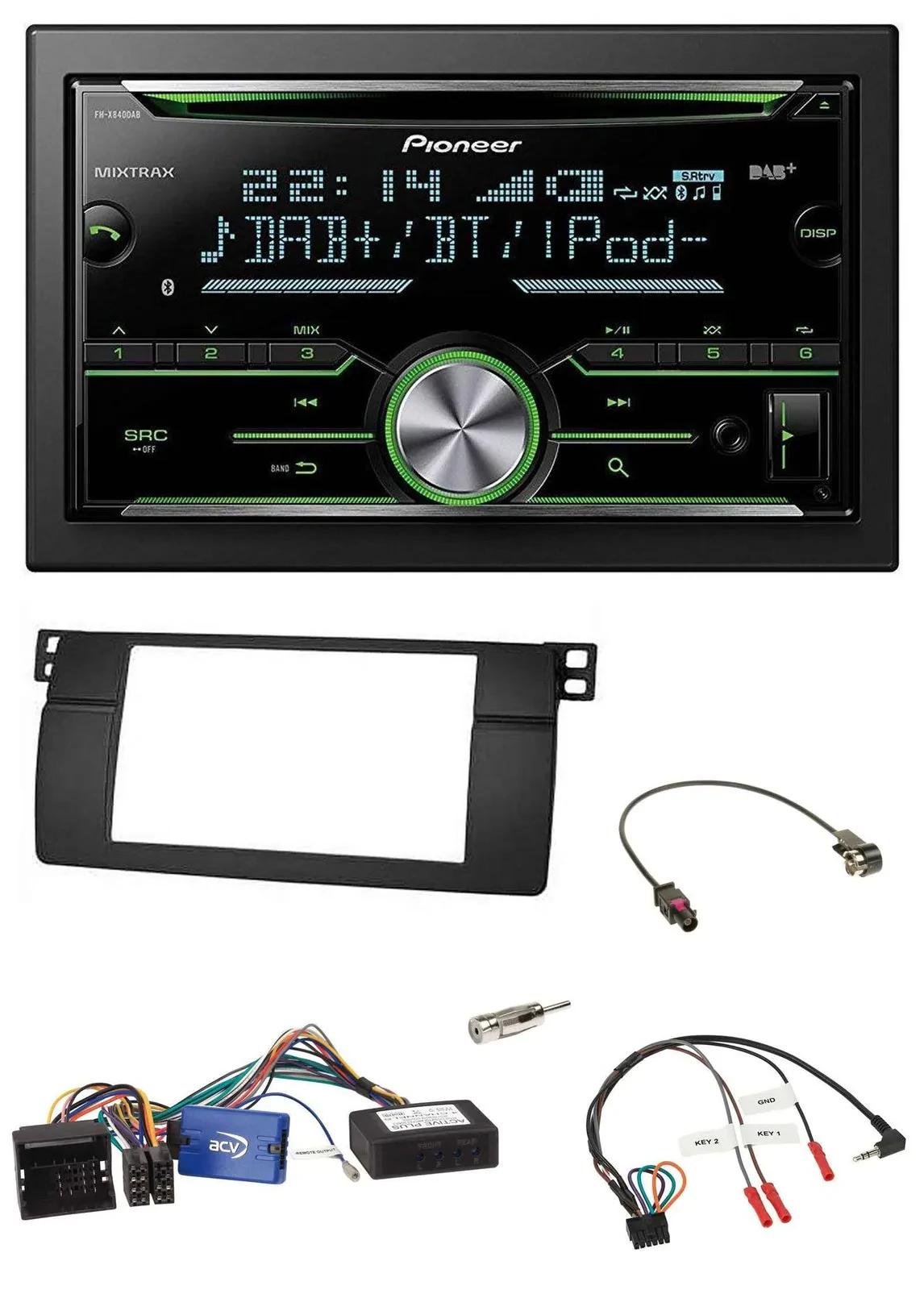 Pioneer Bluetooth Lenkrad DAB 2DIN USB CD Autoradio für BMW 3er 2002-2006 E46 sc