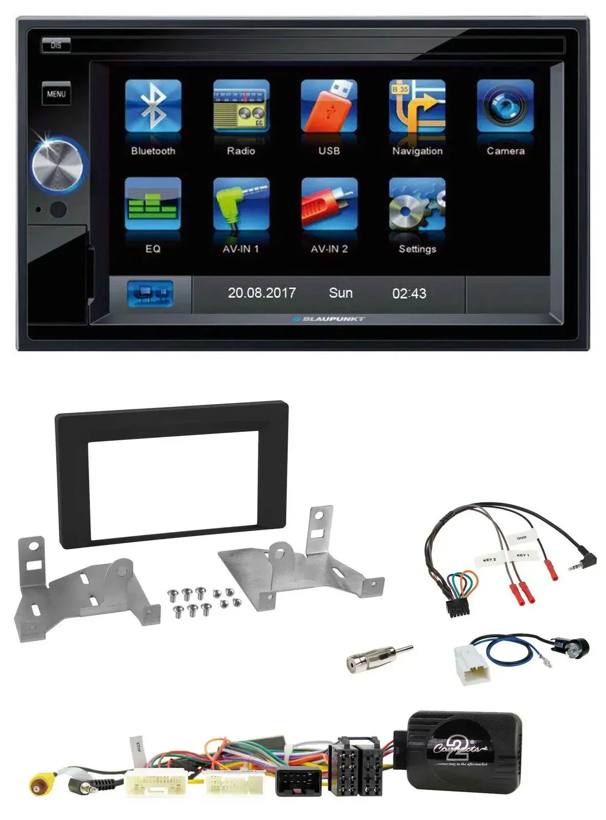 Blaupunkt SD USB TMC Bluetooth 2DIN Lenkrad Navigation für Toyota Aygo ab 22 AB7