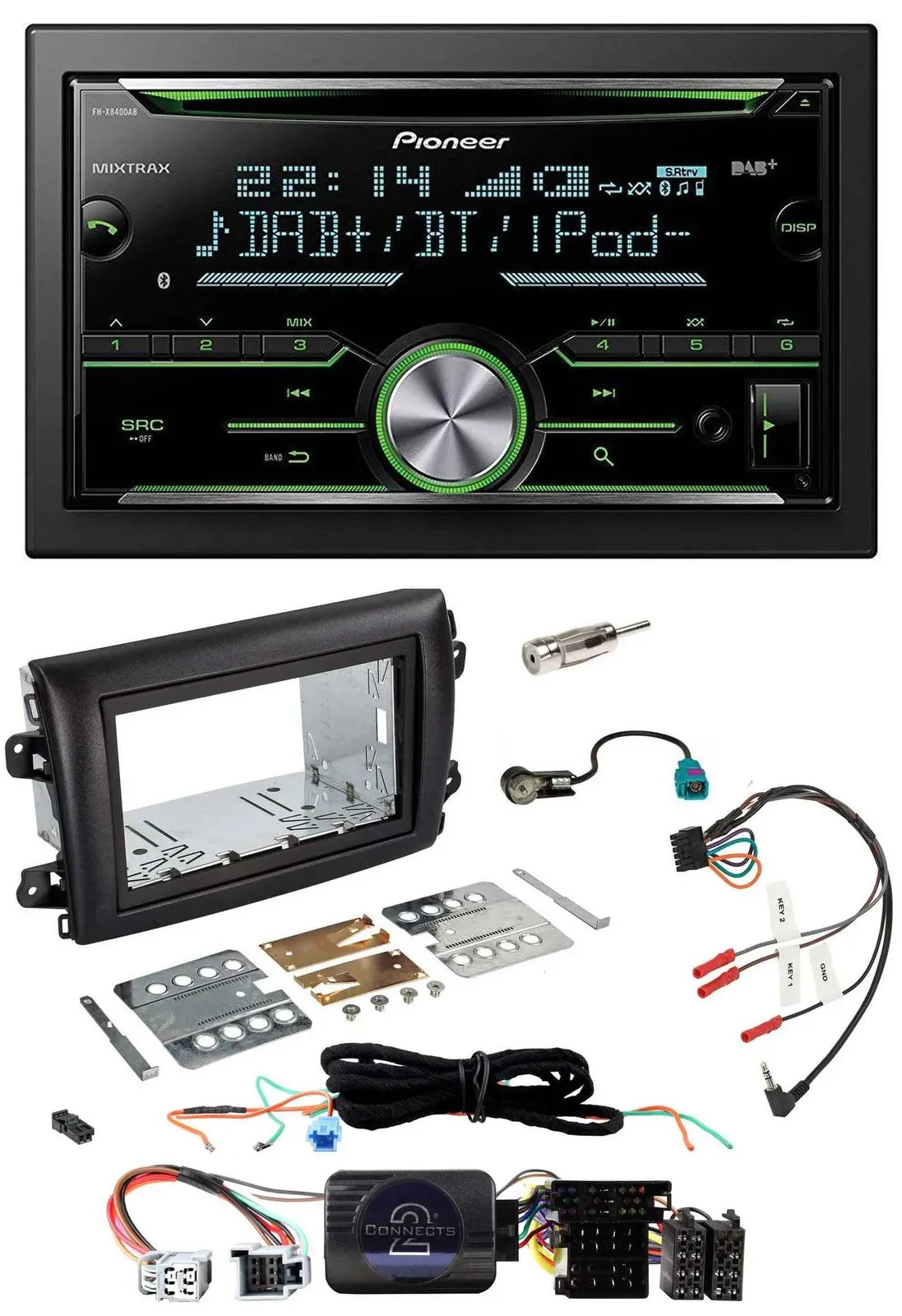 Pioneer Bluetooth Lenkrad DAB 2DIN USB CD Autoradio für Fiat Ducato Serie 8 ab 2