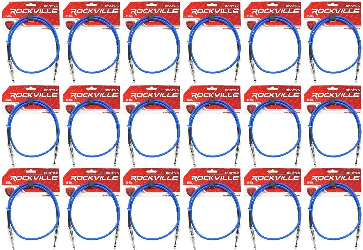 Инструментальный кабель Rockville RCGT3.0BL Blue 0.9 м (18 штук)
