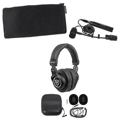 Audio Technica PRO 35 Condenser Clip-On Instrument Microphone Mic + Headphones
