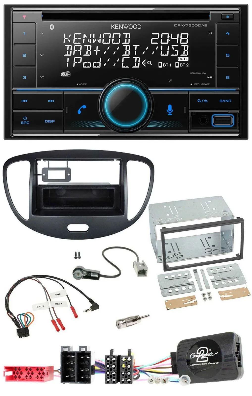 Kenwood CD 2DIN DAB USB Lenkrad Bluetooth Autoradio für Hyundai i10 2009-2013 sc