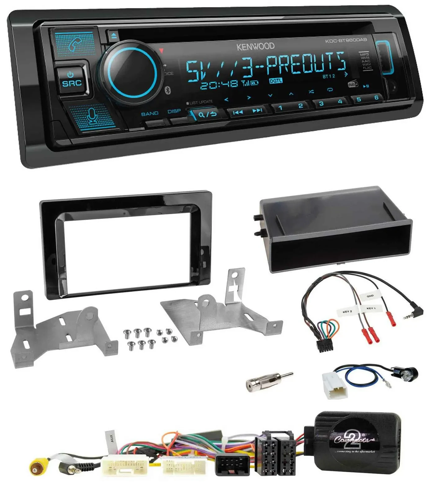 Kenwood Bluetooth USB CD Lenkrad DAB Autoradio für Toyota Aygo ab 2022 AB7 Klavi