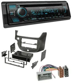 Kenwood Bluetooth USB CD MP3 DAB Autoradio für Honda Jazz (ab 2009) dunkelgrau