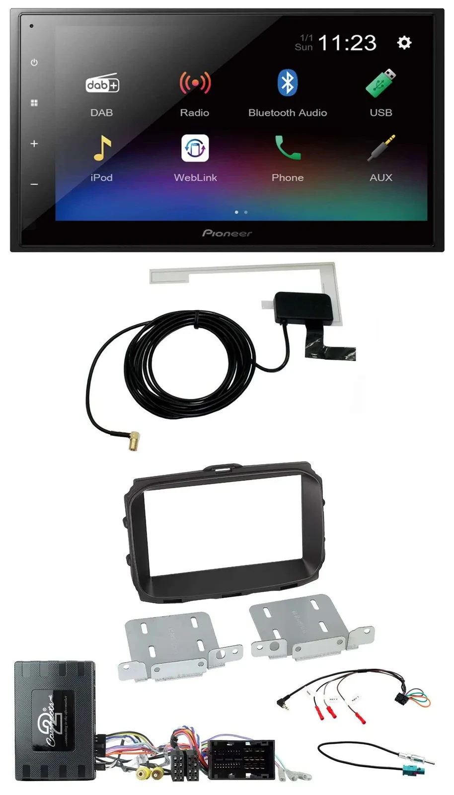 Pioneer DAB Lenkrad Bluetooth 2DIN USB Autoradio für Alfa Giulietta Infoadapter