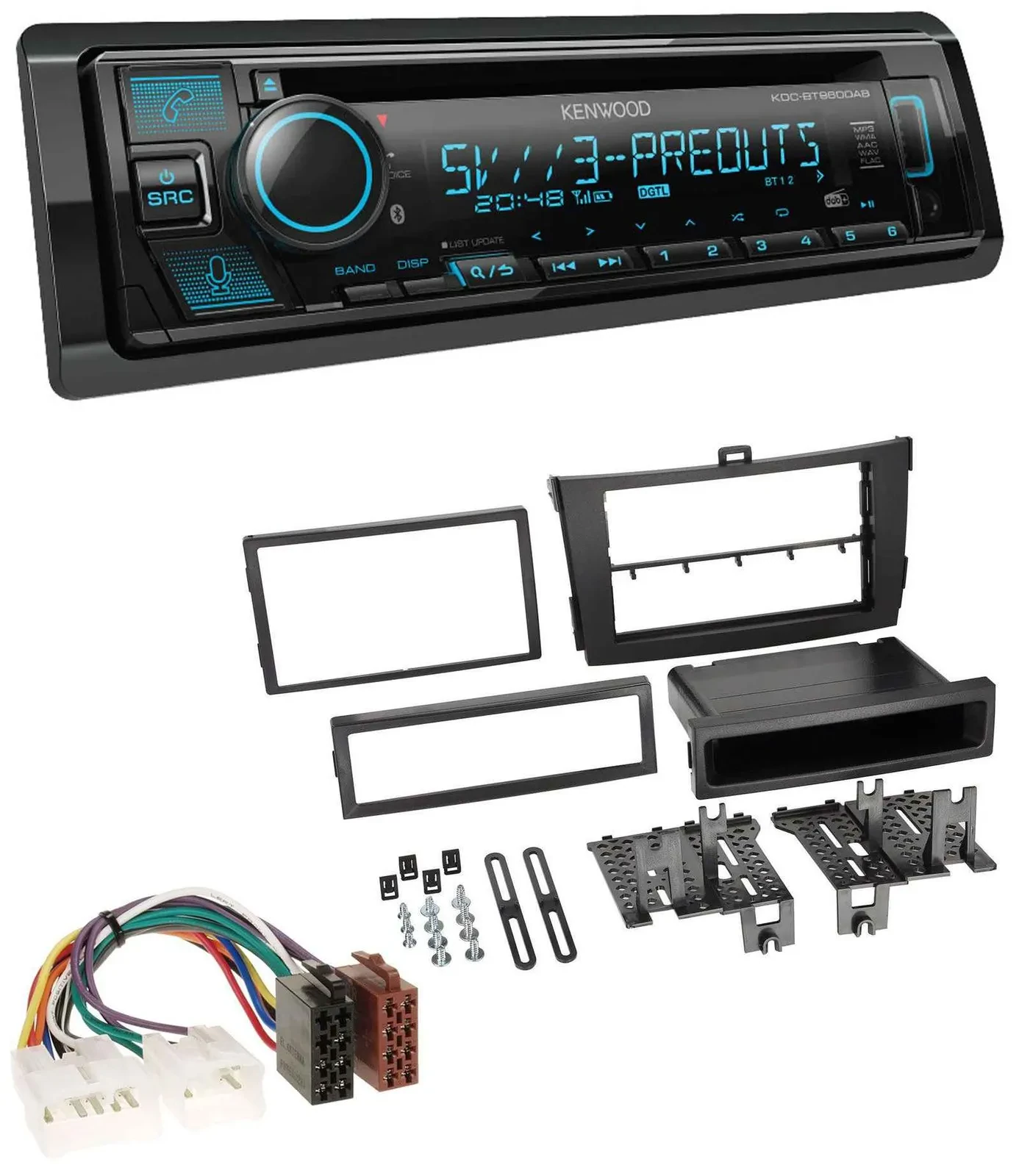 Kenwood Bluetooth USB CD MP3 DAB Autoradio für Toyota Corolla ab 2009 schwarz