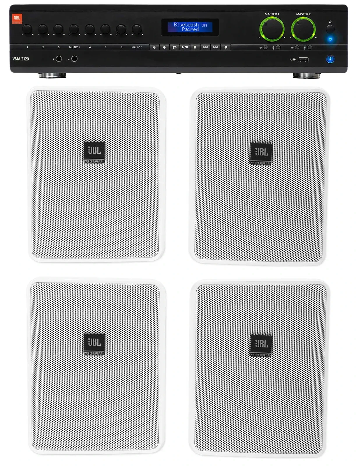 Настенная акустика JBL Control 25-1 White с усилителем (4 штуки)