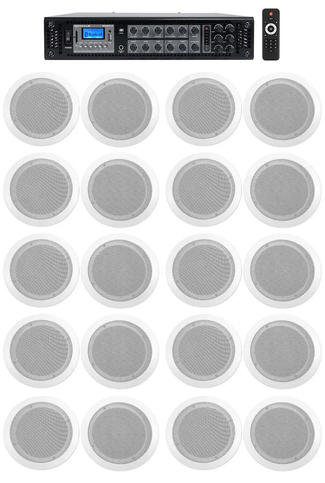 Потолочная акустика Rockville RCS350-6+(10) CC65T Wh HOTEL White с усилителем (20 штук)