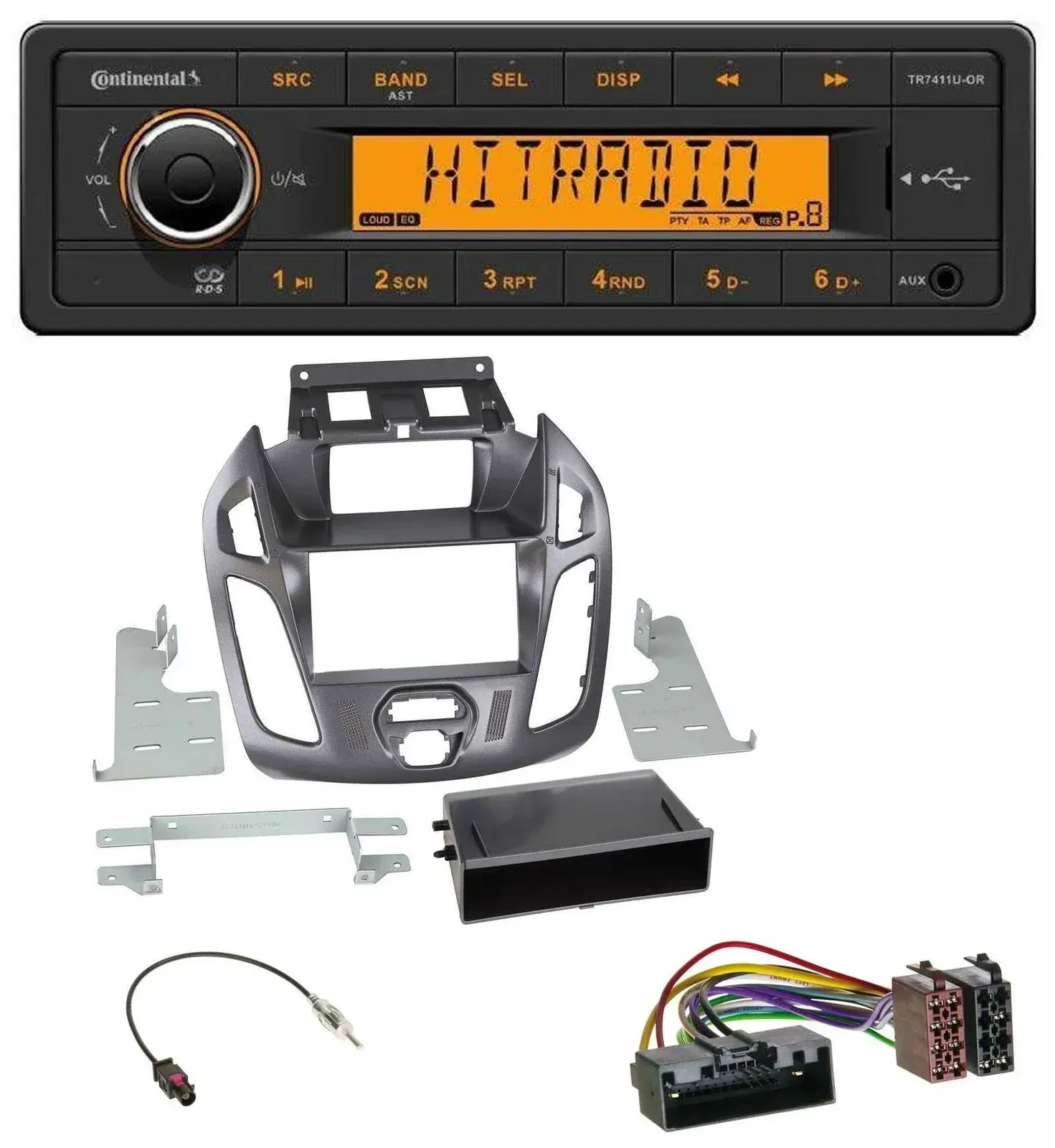 Continental 1DIN USB AUX MP3 Autoradio für Ford Transit Connect 12-18 Display Pe