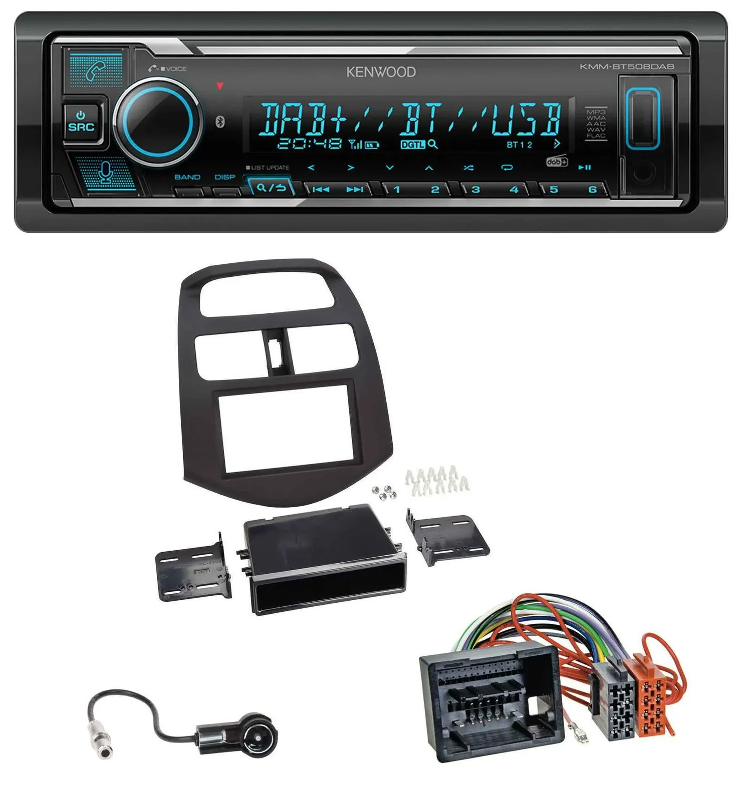 Автомагнитола Kenwood Bluetooth MP3 DAB USB для Chevrolet Spark (с 2013)