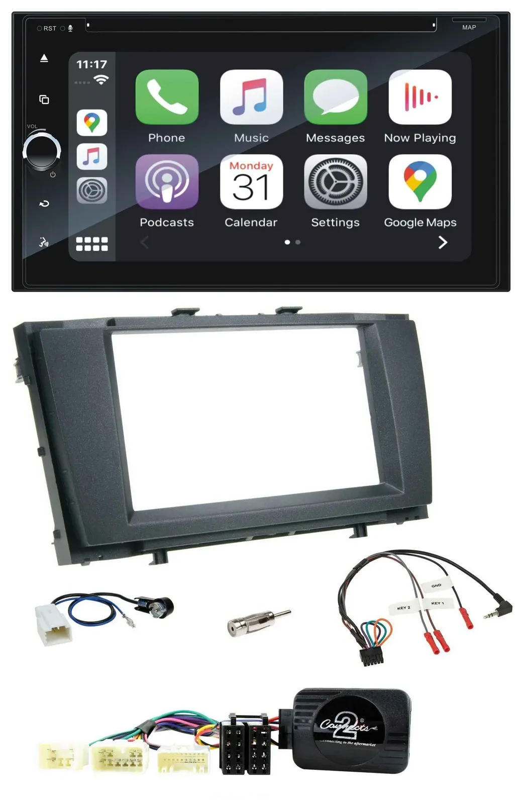 Blaupunkt DAB Lenkrad TMC Bluetooth USB 2DIN Navigation für Toyota Avensis 2009-