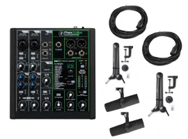 Mackie ProFX6v3 USB Mixer with SM7B Microphone, Boom Arm, and Cable