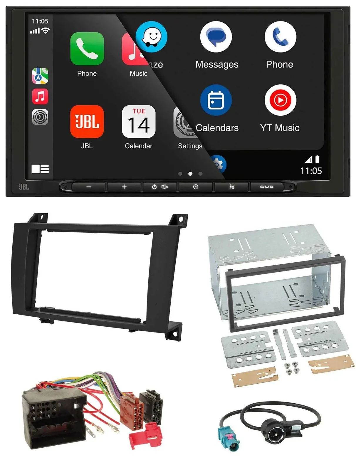 Автомагнитола JBL 2 DIN USB Bluetooth AUX MP3 для Mercedes SLK R171 (2004–2011)