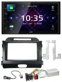 JVC DAB 2DIN Lenkrad Bluetooth USB Autoradio für Kia Sportage 3 10-15 Navi schwa