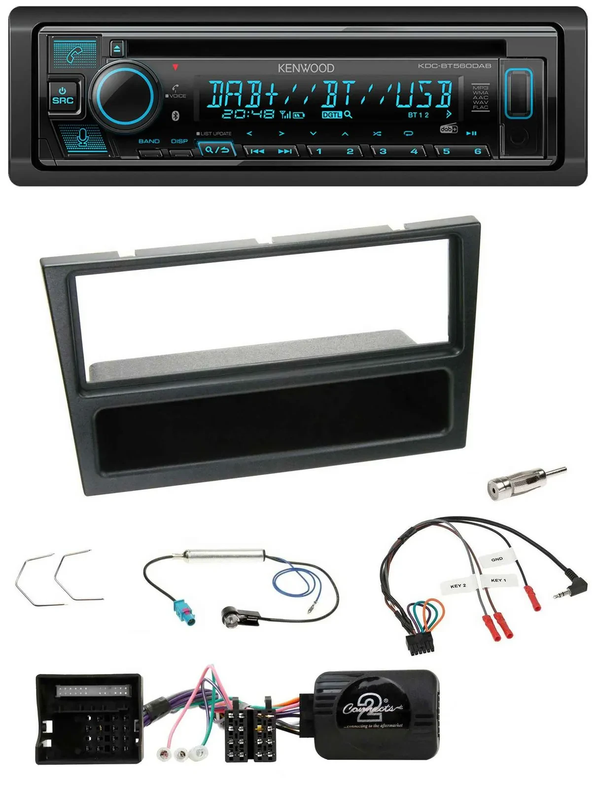 Kenwood Bluetooth DAB CD Lenkrad USB Autoradio für Opel Corsa C 2004-2006 schwar