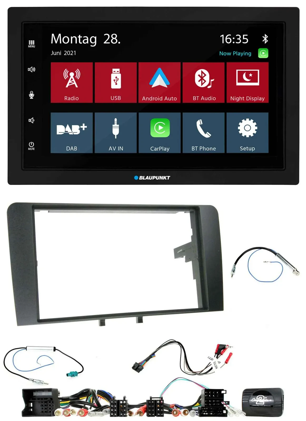 Blaupunkt Lenkrad Bluetooth DAB 2DIN USB Autoradio für Audi A3 8P 2003-2012 Akti