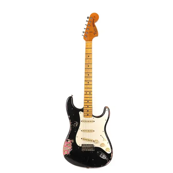 Электрогитара Fender Custom Shop 1969 Stratocaster Roasted Ash Masterbuilt Jason Smith Relic Black Over Pink Paisley