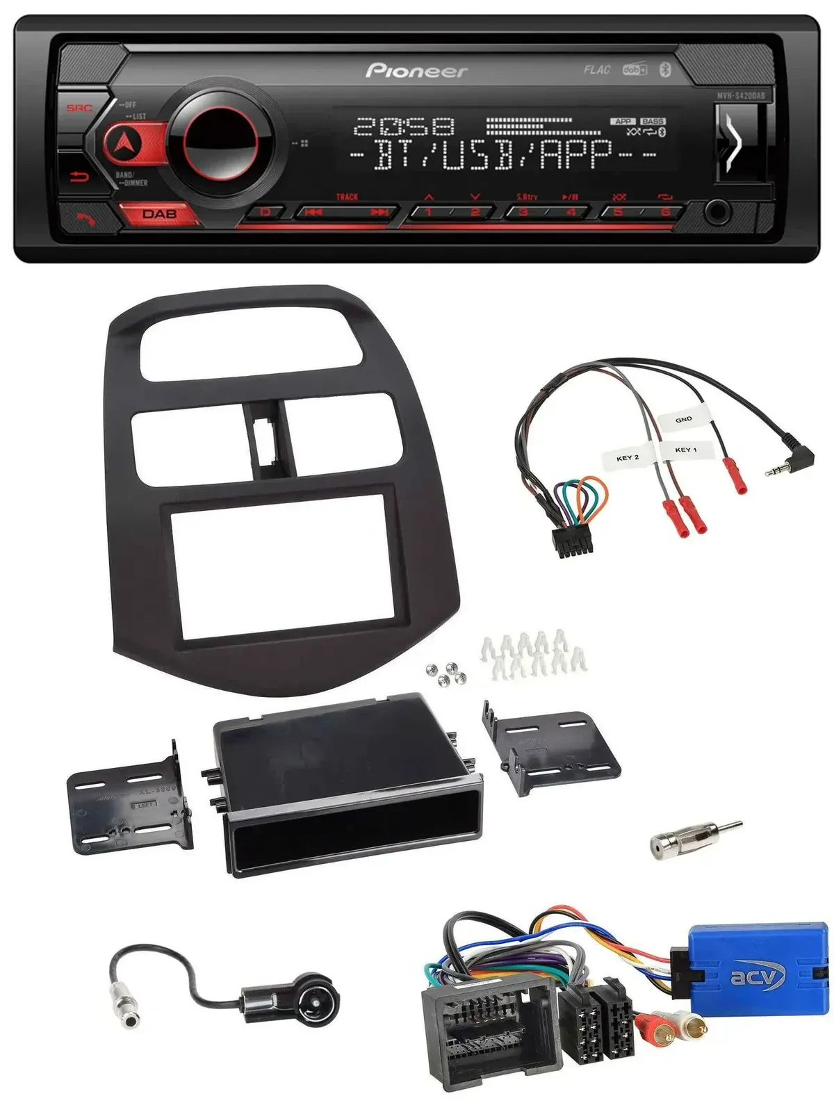 Pioneer Lenkrad USB DAB Bluetooth Autoradio für Chevrolet Spark 2013-2015