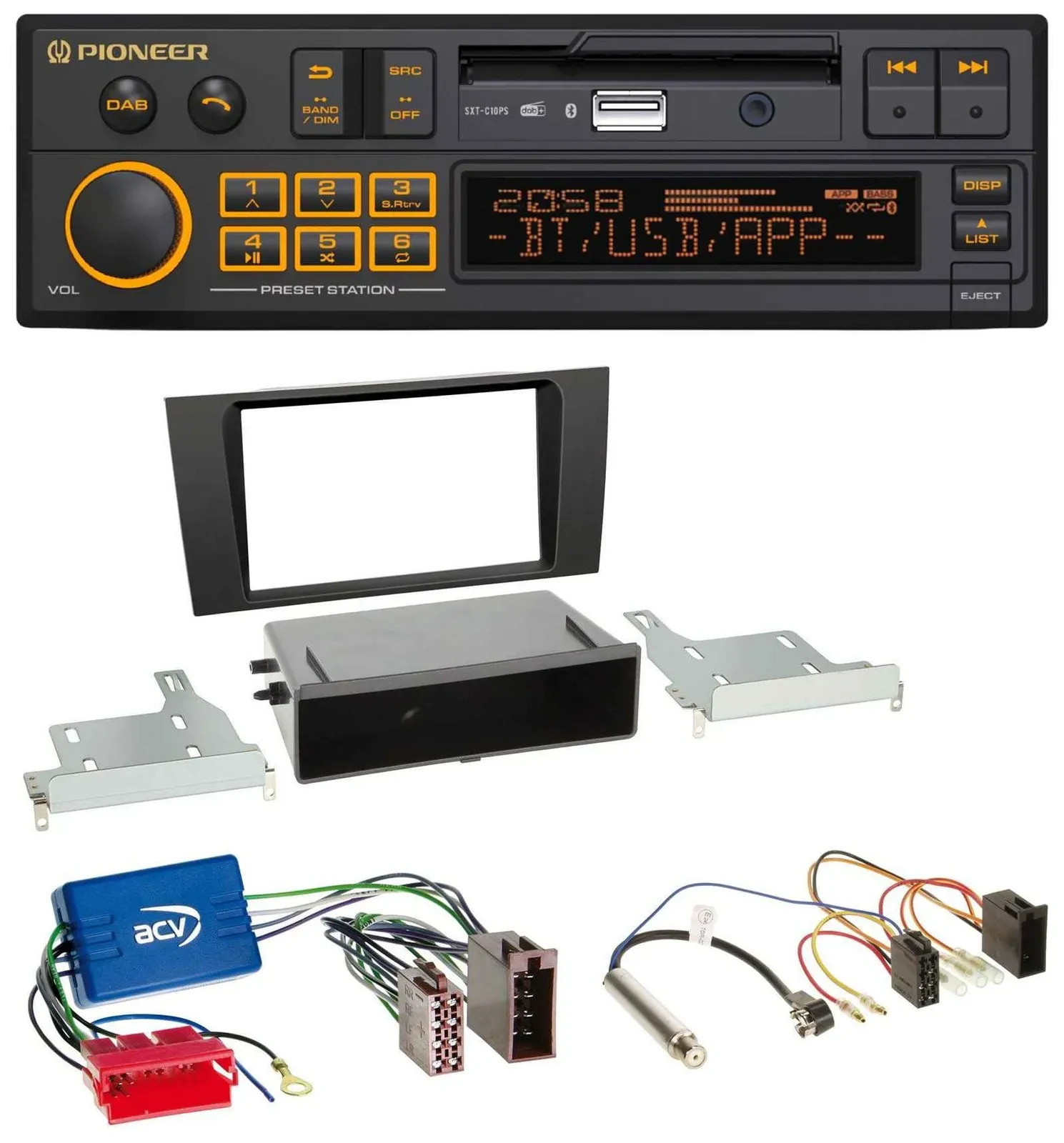 Автомагнитола Pioneer DAB, MP3, USB, Bluetooth для Audi A4 B5 1999–2001 Symphony