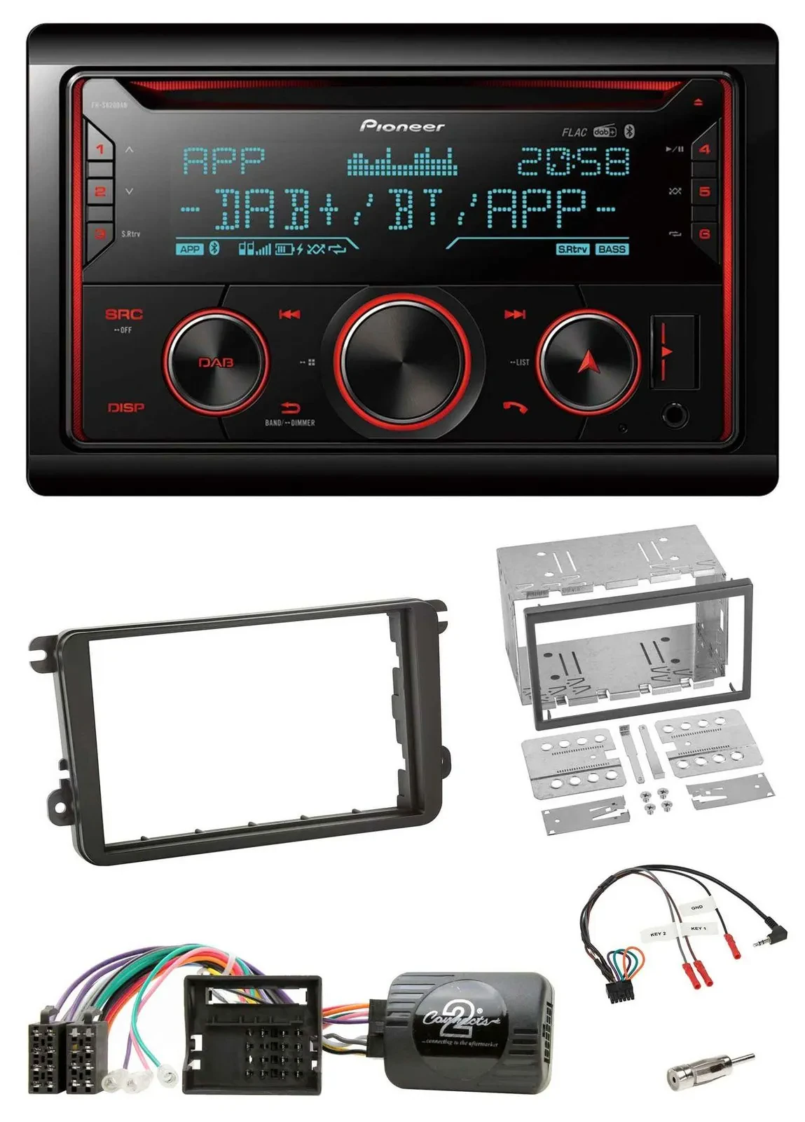 Pioneer 2DIN DAB Lenkrad Bluetooth USB CD Autoradio für Skoda Fabia 5J 2007-2014