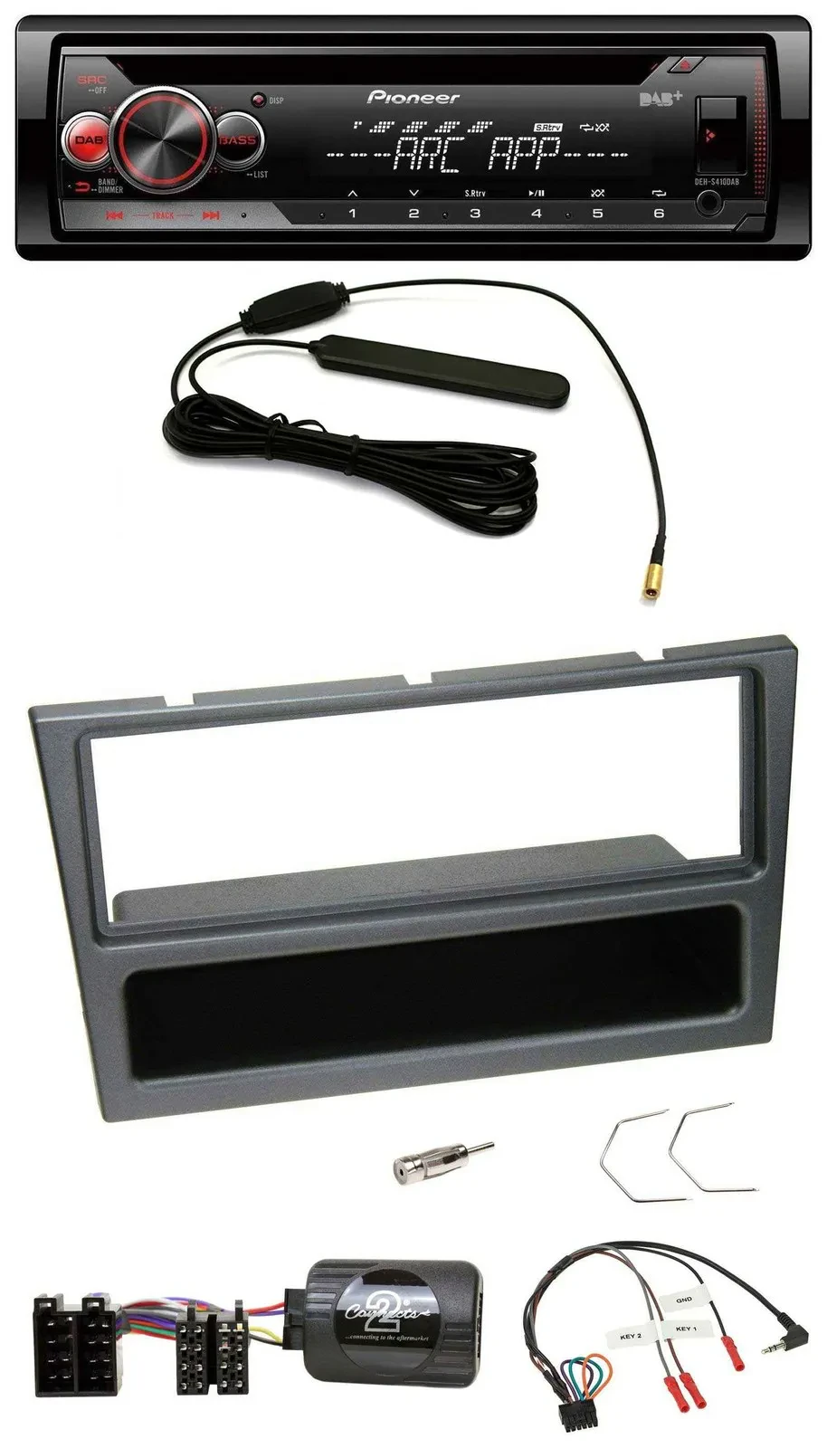 Pioneer CD USB Lenkrad DAB MP3 Autoradio für Opel Corsa C 2000-04 charcoal