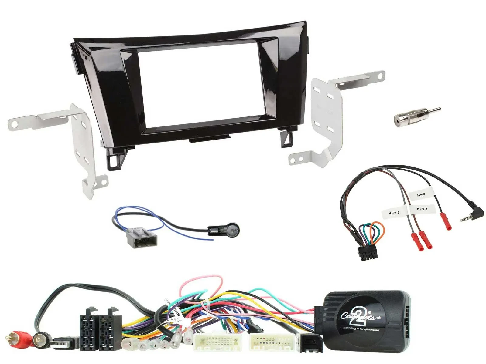 Einbauset Lenkradadapter Doppel DIN Autoradio für Nissan X-Trail Qashqai 14-17 2