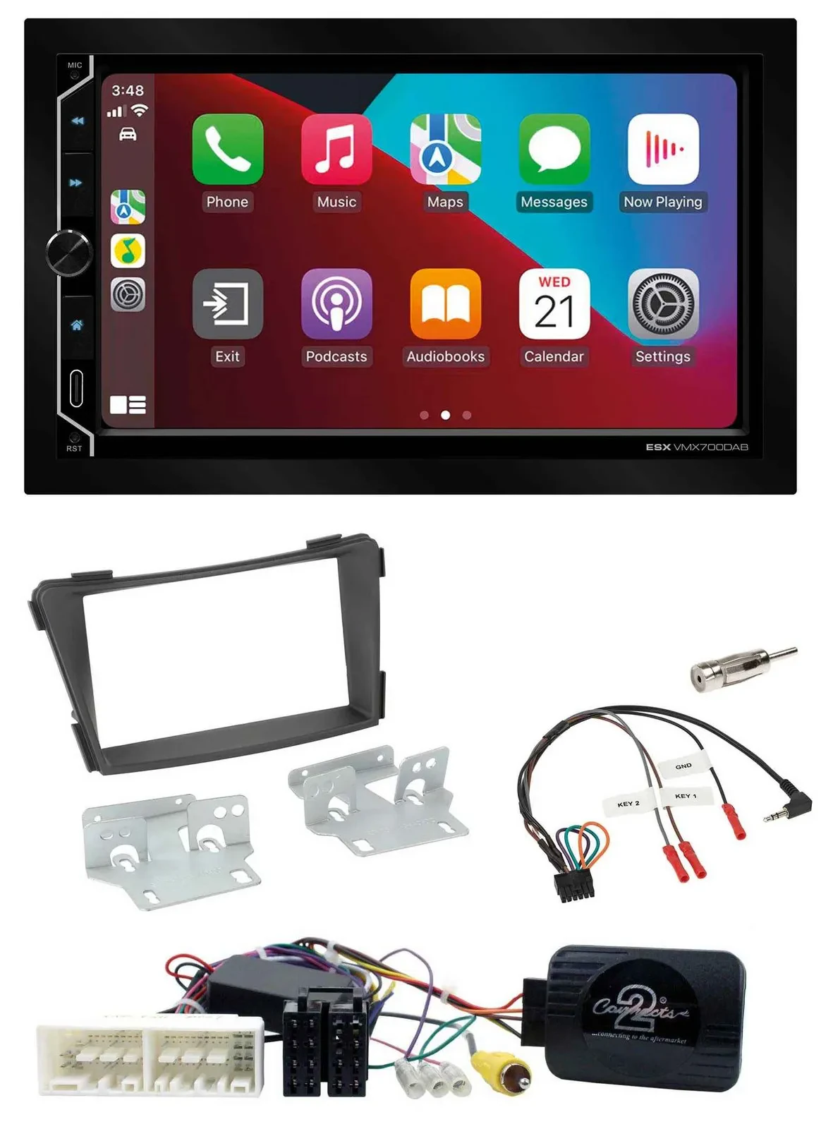 Автомагнитола ESX 2DIN, DAB, USB, Bluetooth, поддержка управления с руля, для Hyundai i40 VF (с 2016), чёрная