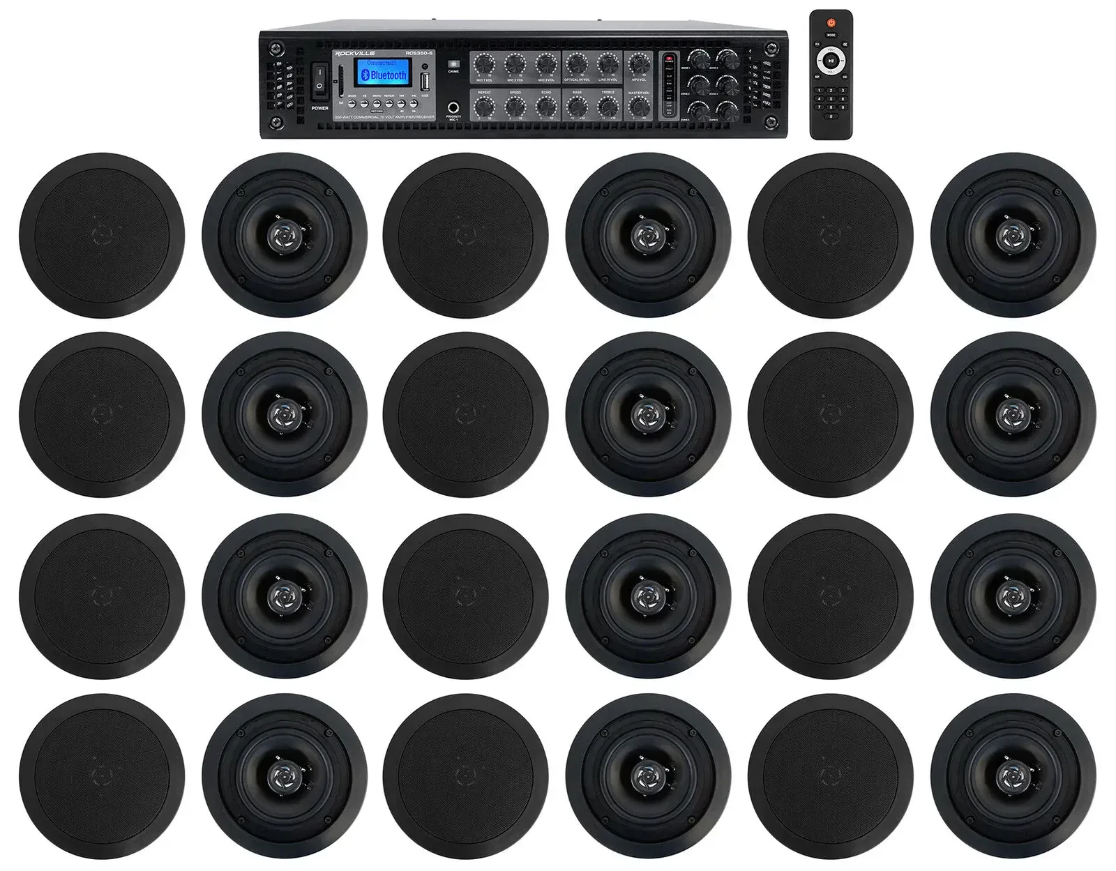 Потолочная акустика Rockville RCS350-6+(12) CC525T BK HOTEL Black с усилителем (24 штуки)