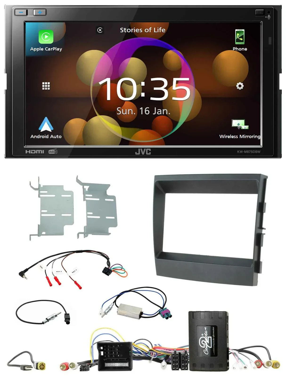 JVC DAB Lenkrad 2DIN Bluetooth USB Autoradio für Porsche Panamera 09-16 Infoadap