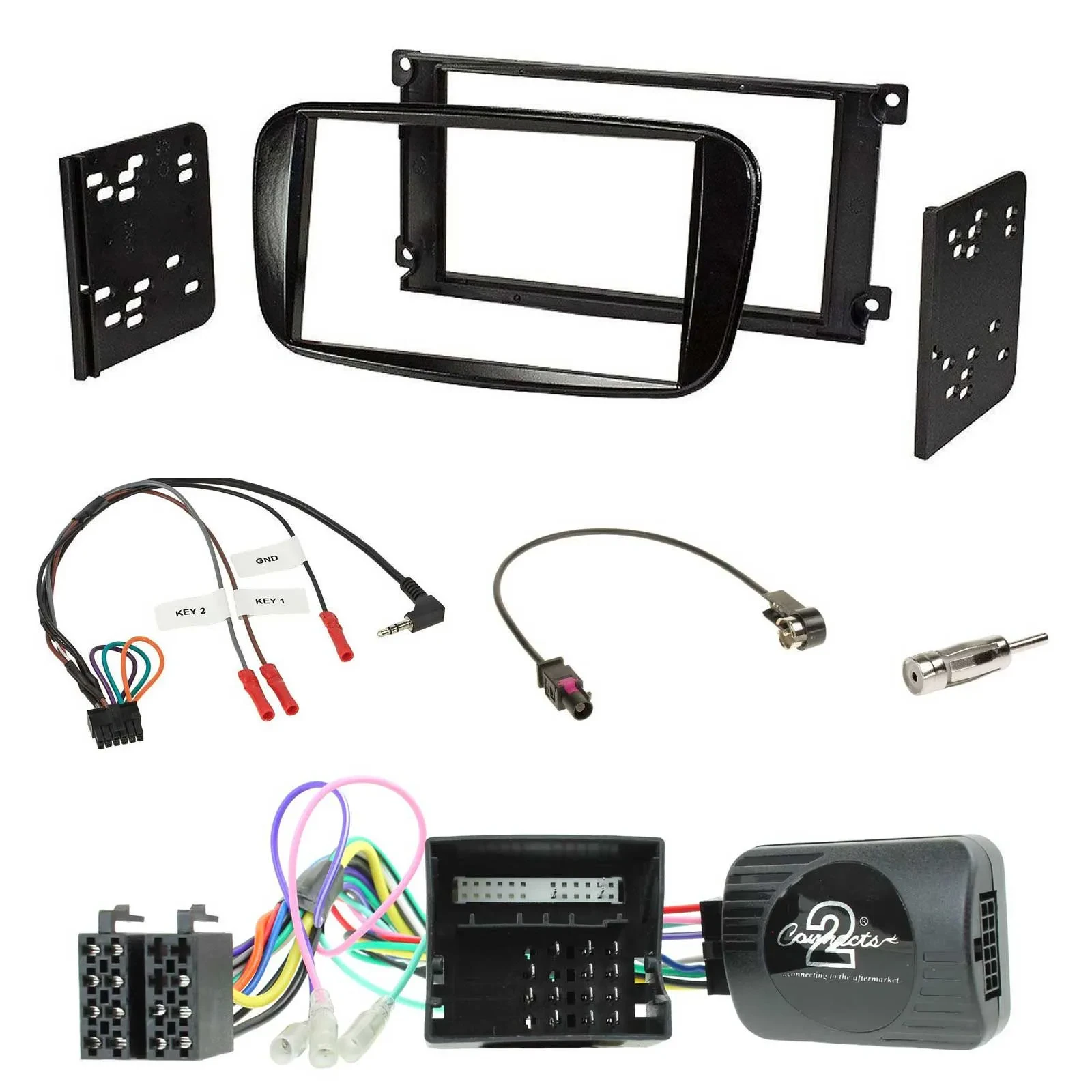 Radioset Lenkradadapter Doppel DIN Autoradio für Ford Focus C-Max CAN-Bus glänz.