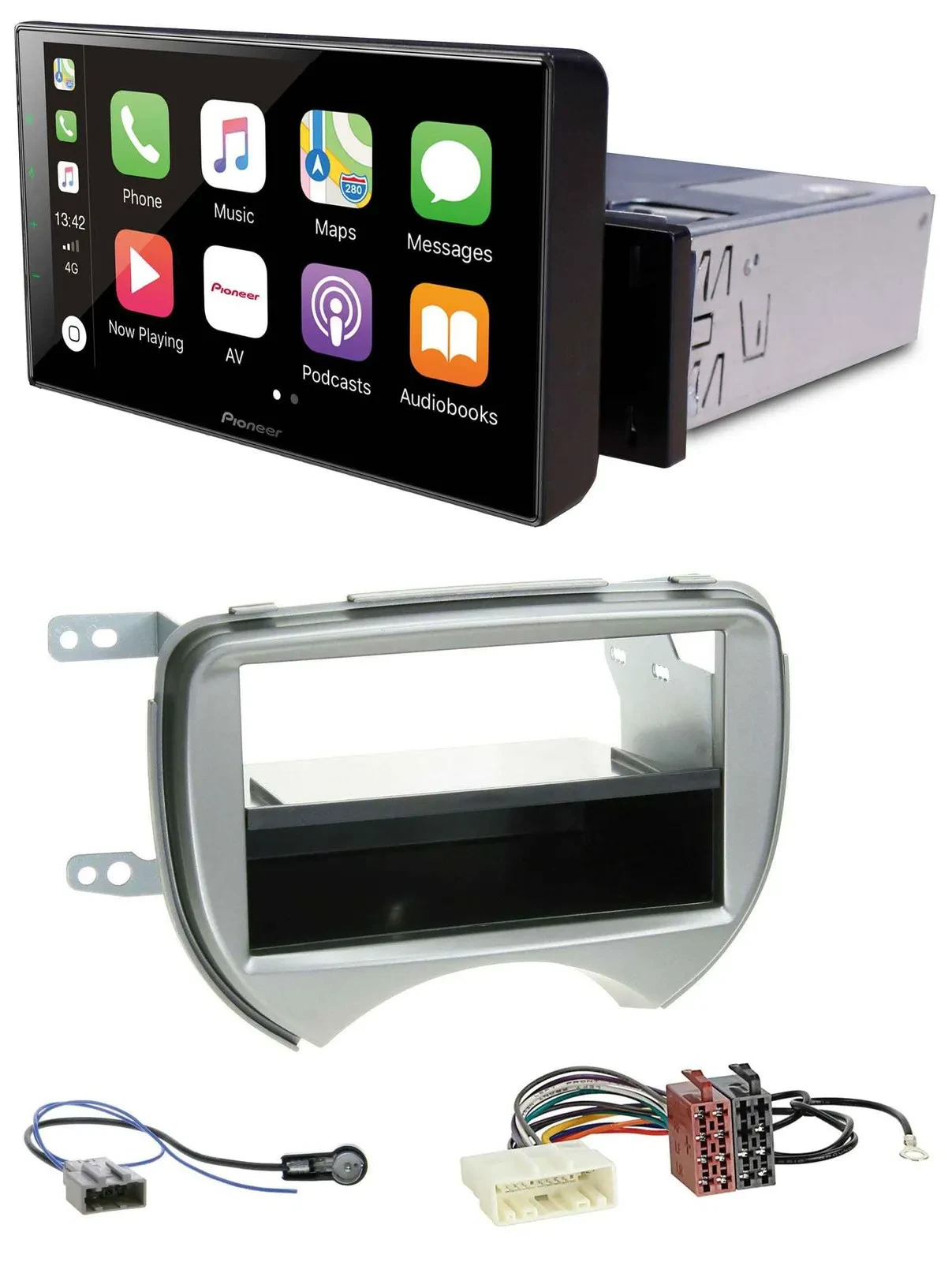 Автомагнитола Pioneer Bluetooth MP3 DAB USB для Nissan Micra (2010–2013, K13) серебристая