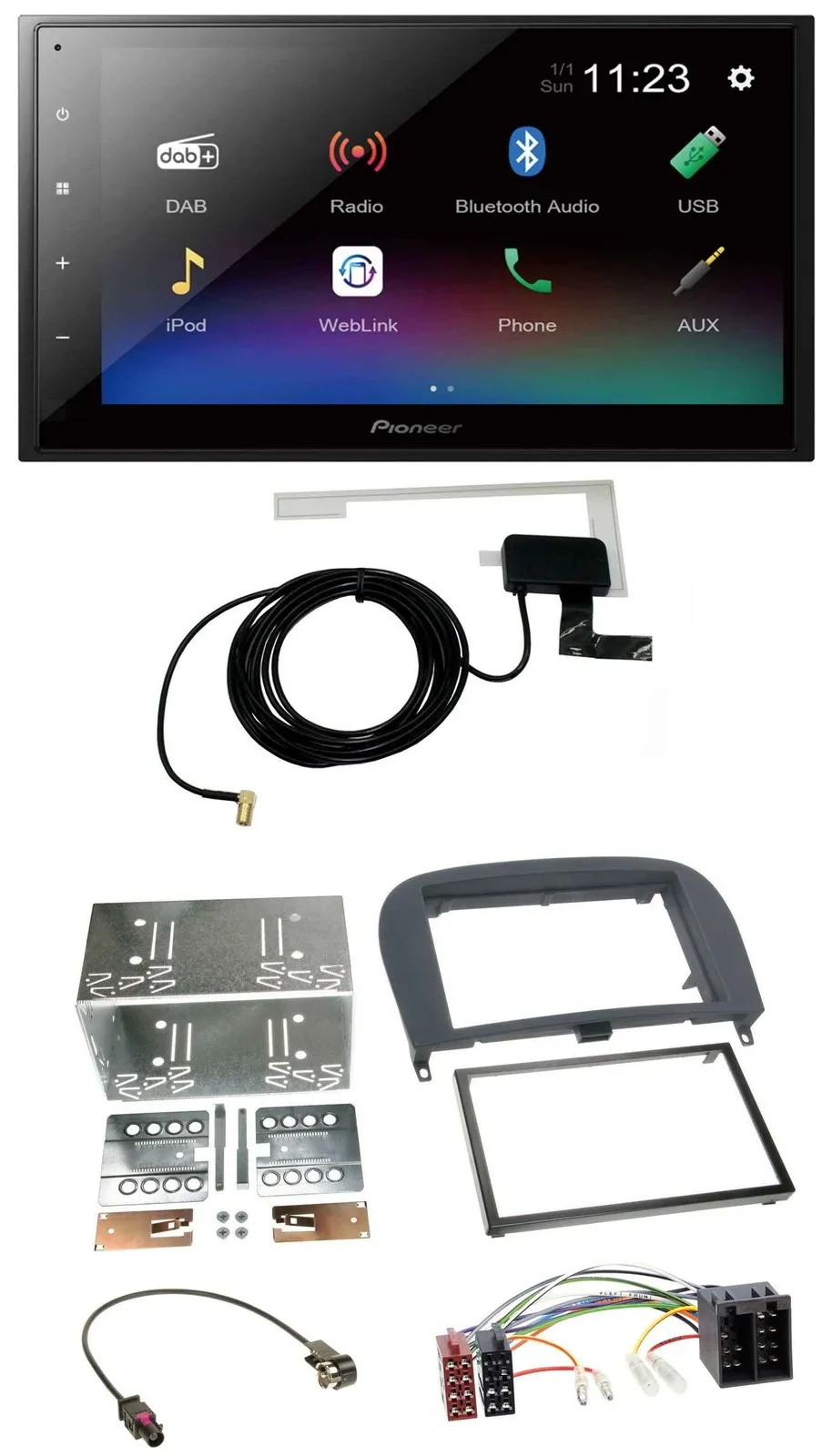 Pioneer DAB MP3 Bluetooth 2DIN USB Autoradio für Mercedes SL-Klasse 2001-2011 R2