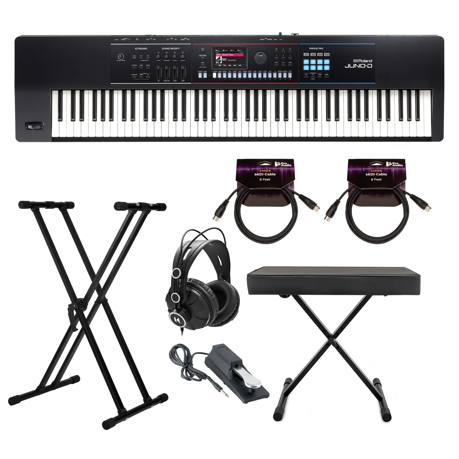 Синтезатор цифровой Roland JUNO-DS 88-Key (набор) со стойкой, скамьей и наушниками