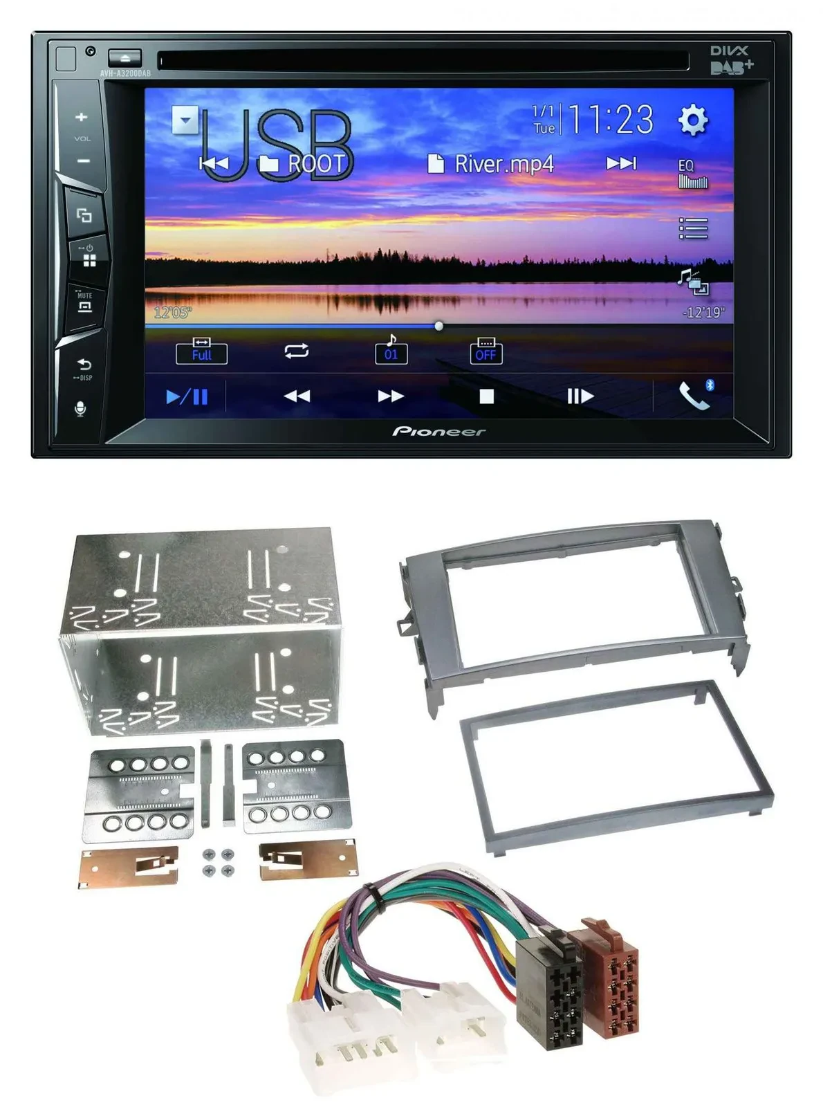 Автомагнитола Pioneer 2-DIN Bluetooth USB DVD DAB для Toyota Auris 2007–2012 антрацит