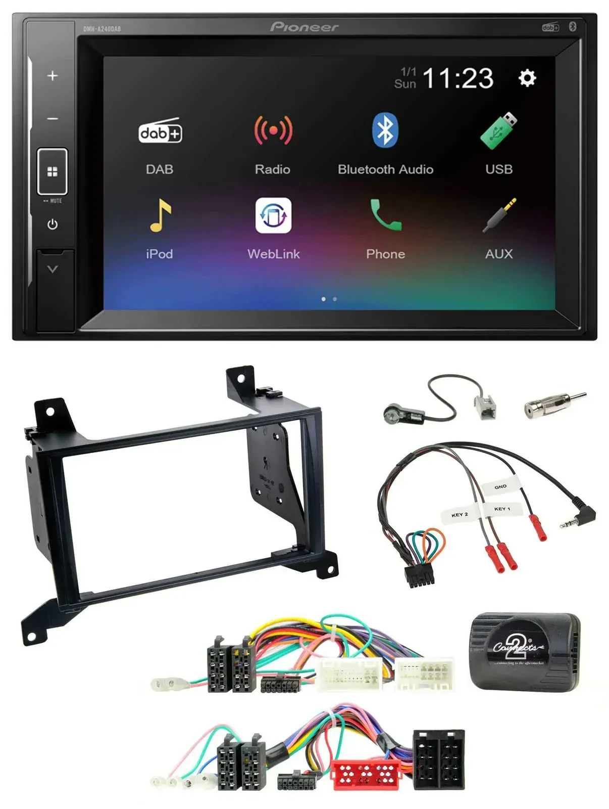 Автомагнитола для Hyundai Santa Fe CM (2009–2020) Pioneer 2DIN, DAB, Bluetooth, USB