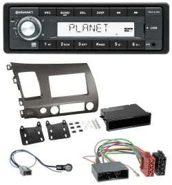 Continental USB MP3 AUX 1DIN Autoradio für Honda Civic Hybrid FD3 06-10 anthrazi