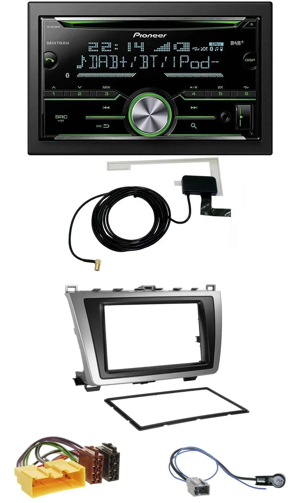 Автомагнитола для Mazda 6 (2008–2012) Pioneer 2DIN, CD/USB/MP3, Bluetooth, DAB, черно-серебристый
