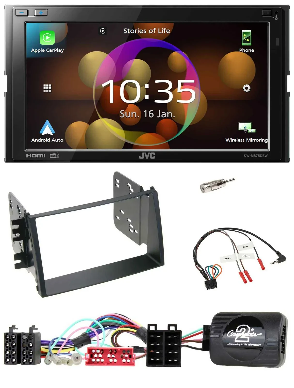 JVC DAB Lenkrad 2DIN Bluetooth USB Autoradio für Kia Soul 2009-2011